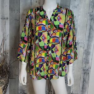 MAST 1883 Colorful high low button down shirt